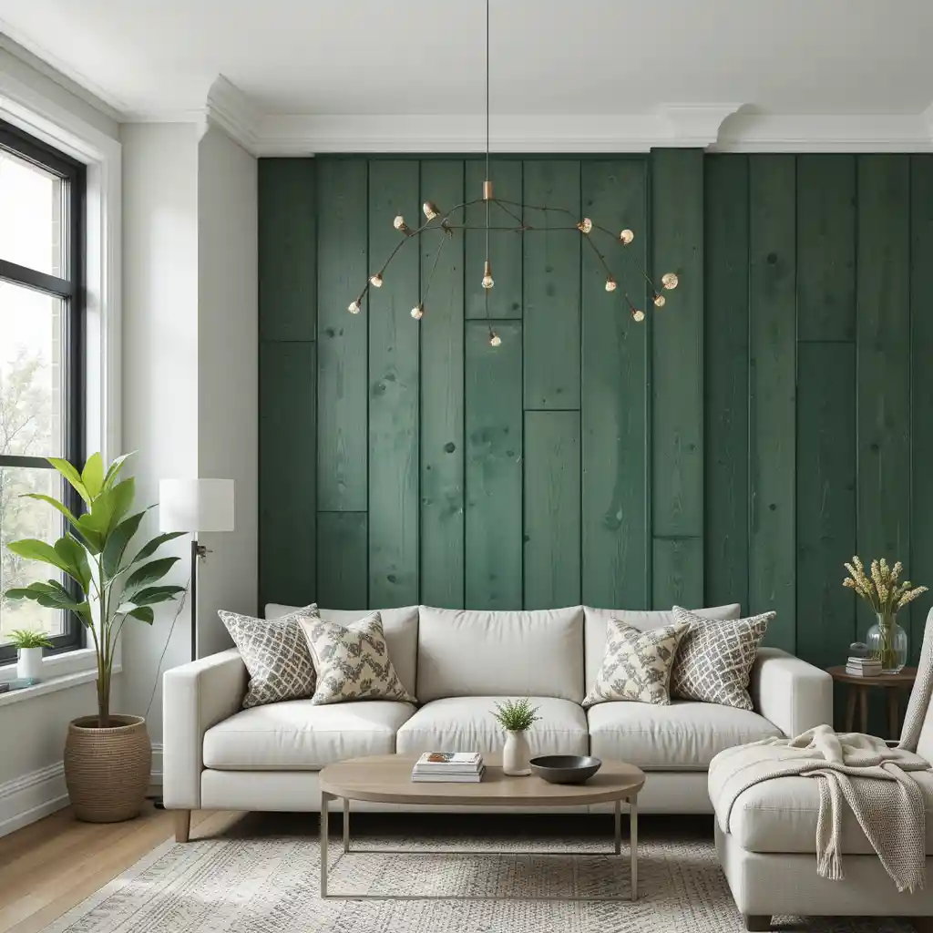 Green Painted Wood Wall Panels
