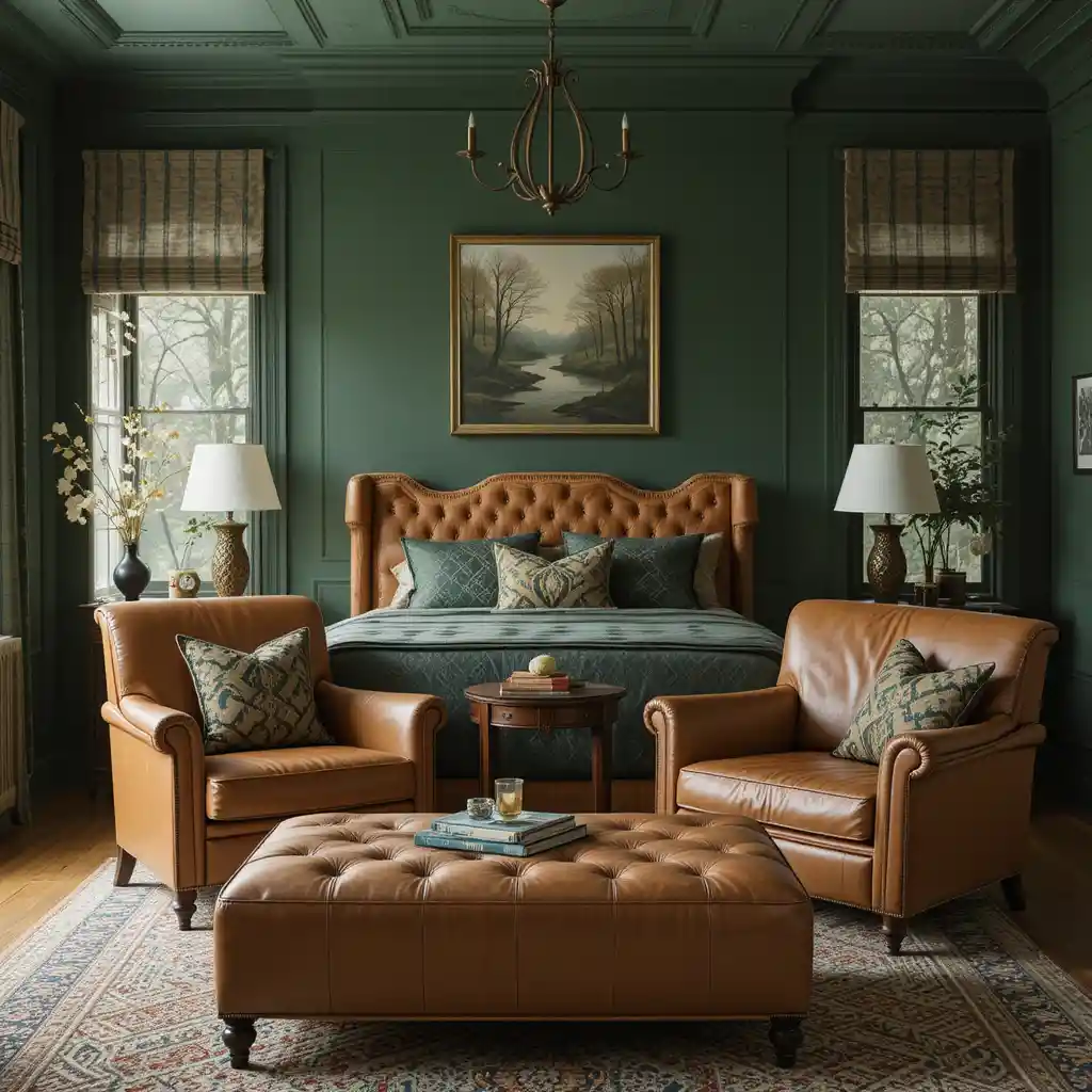 Green and Tan Leather Furniture
