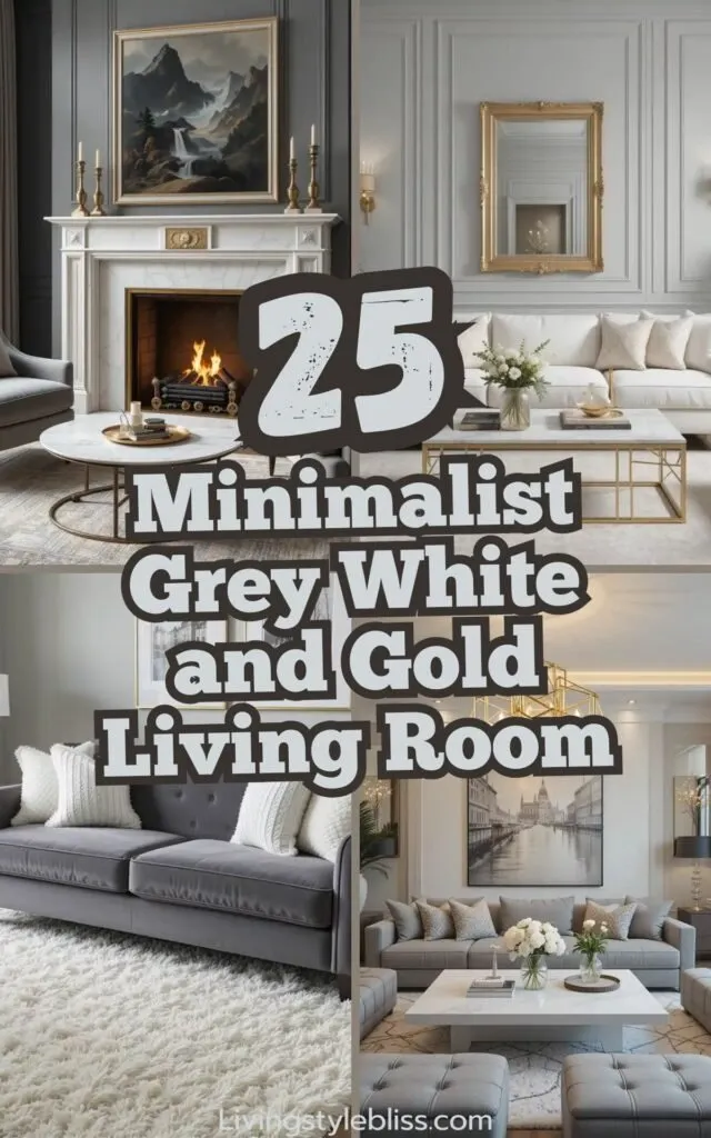 Grey White and Gold Living Room