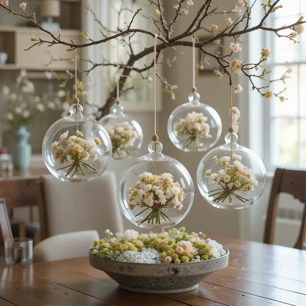 Hanging Glass Orbs with Mini Bouquets