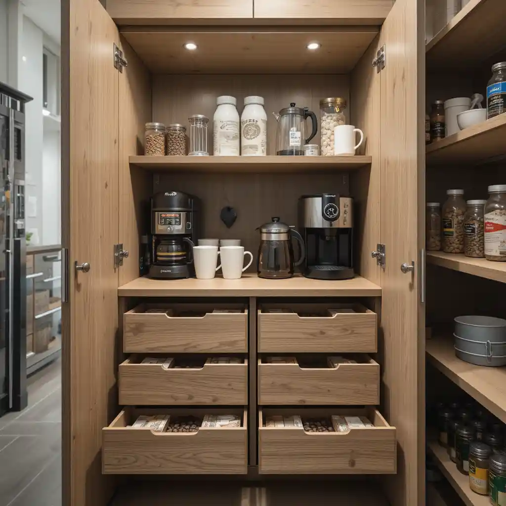 Hidden Coffee Station in a Pantry