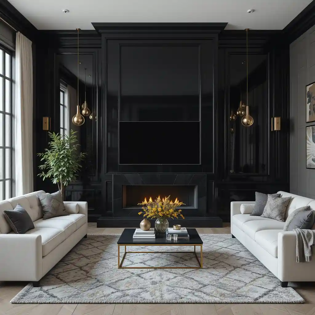 High-Gloss Black with Gold Lighting