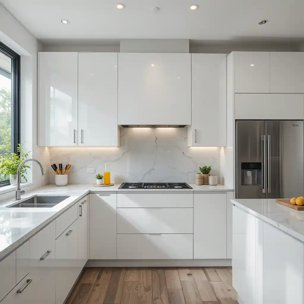 High-Gloss White Cabinets