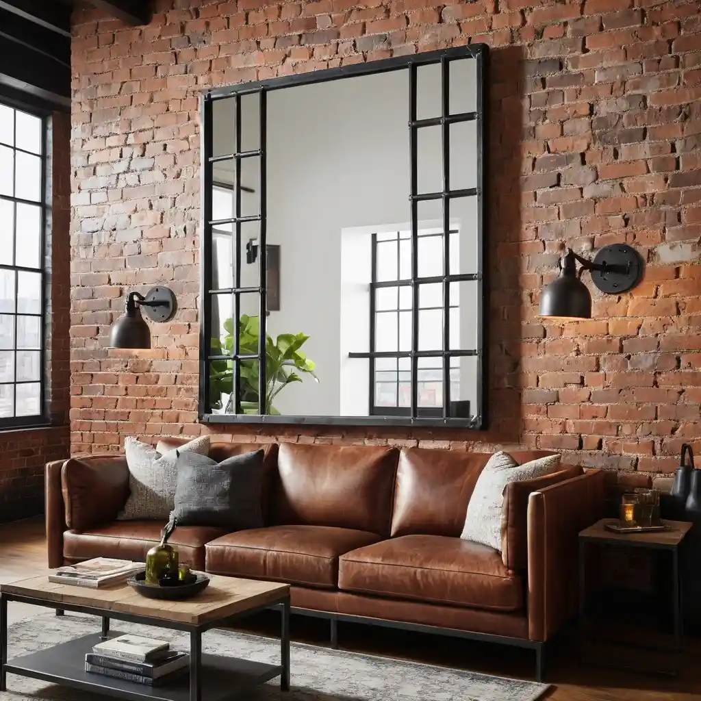 Industrial Metal-Framed Mirror for an Edgy Look