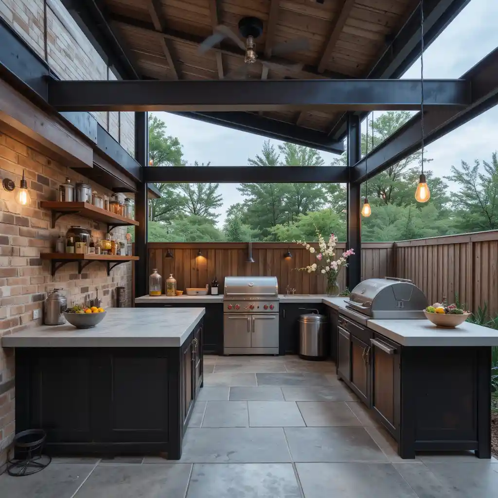 Industrial-Style Outdoor Kitchen