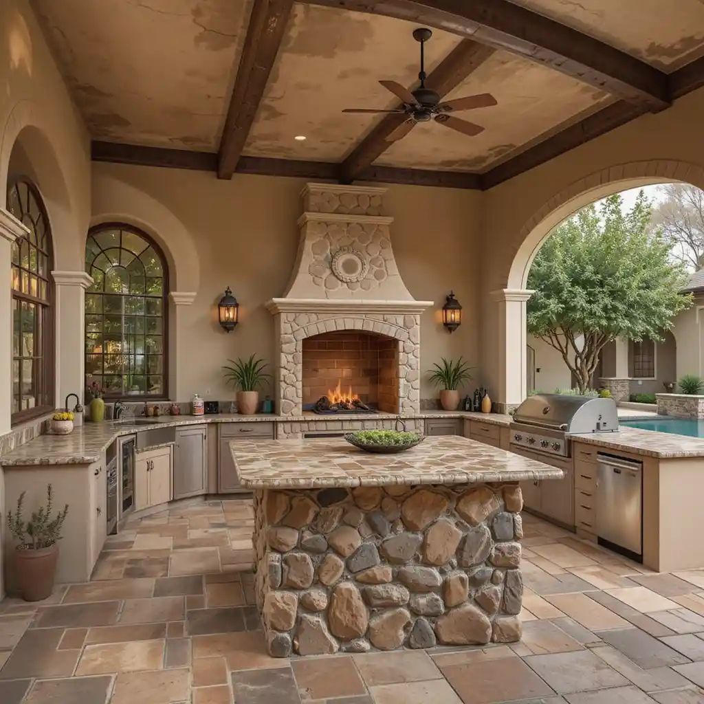 Mediterranean-Inspired Kitchen with Arched Alcoves