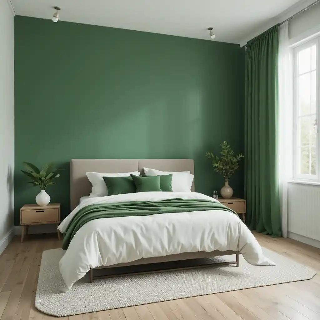 Minimalist Forest Green Bedroom