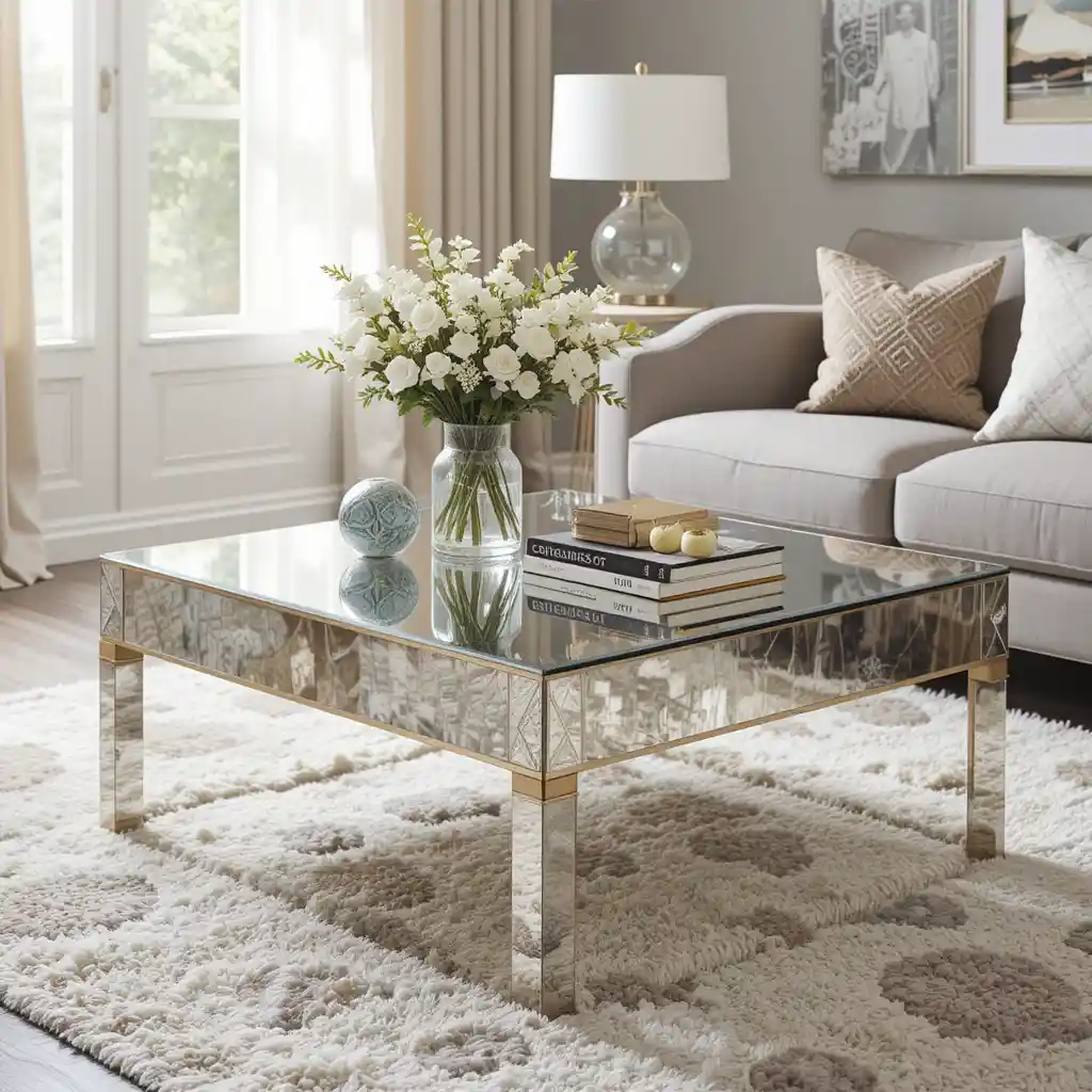 Mirrored Coffee Table for Added Light