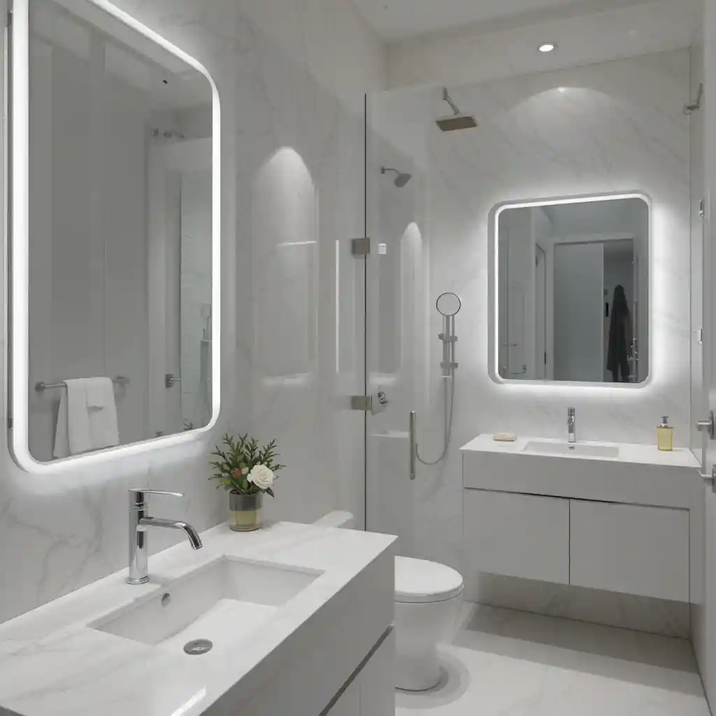 Modern White Bathroom with Smart Features