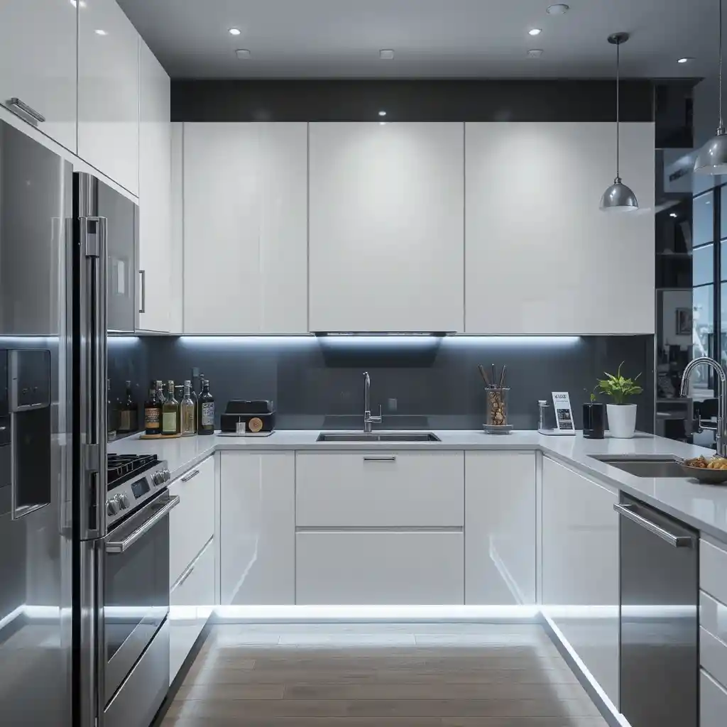 Modern White Slab Cabinets