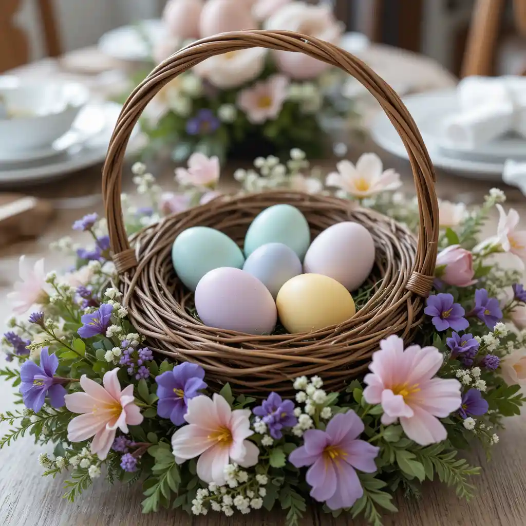 Nested Easter Eggs in a Floral Wreath