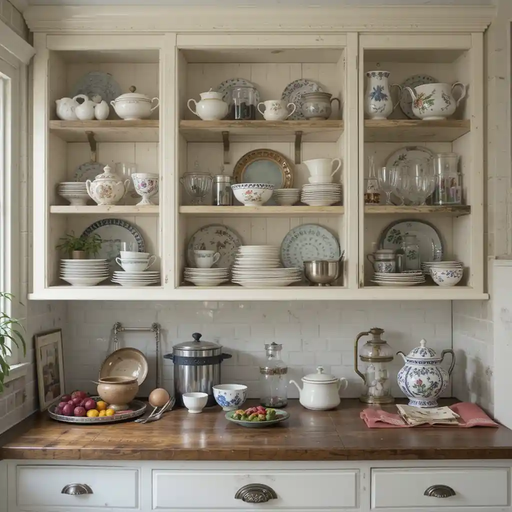 Open Shelving with Vintage Dishware