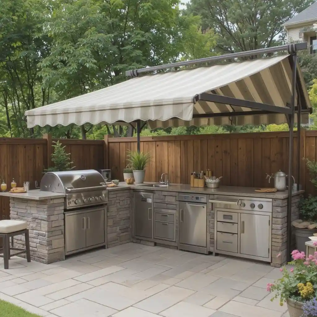 Outdoor Kitchen with Retractable Awning