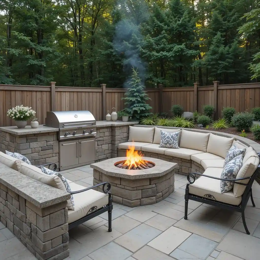 Outdoor Kitchen with Sunken Lounge Area