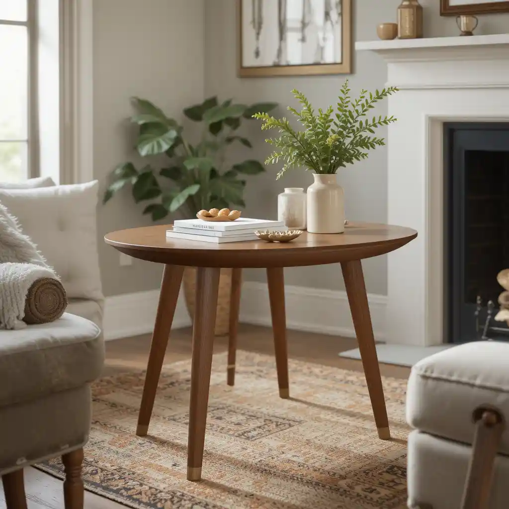 Oval Wooden Table with Tapered Legs