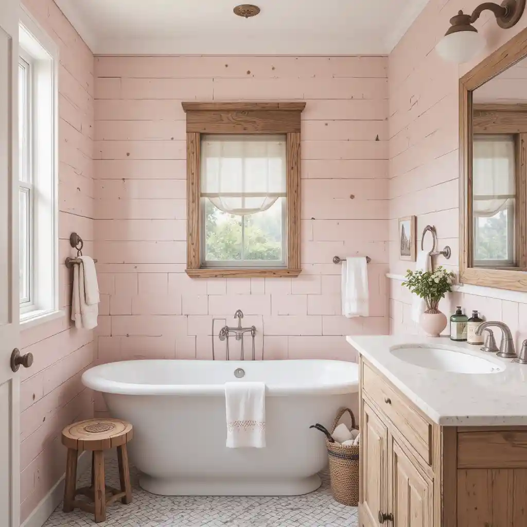Pale Pink Shiplap Walls