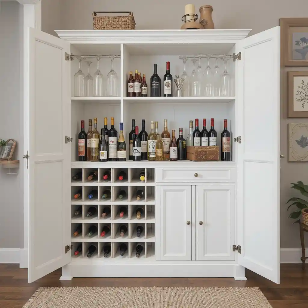 Pantry Cabinet with Built-In Wine Rack