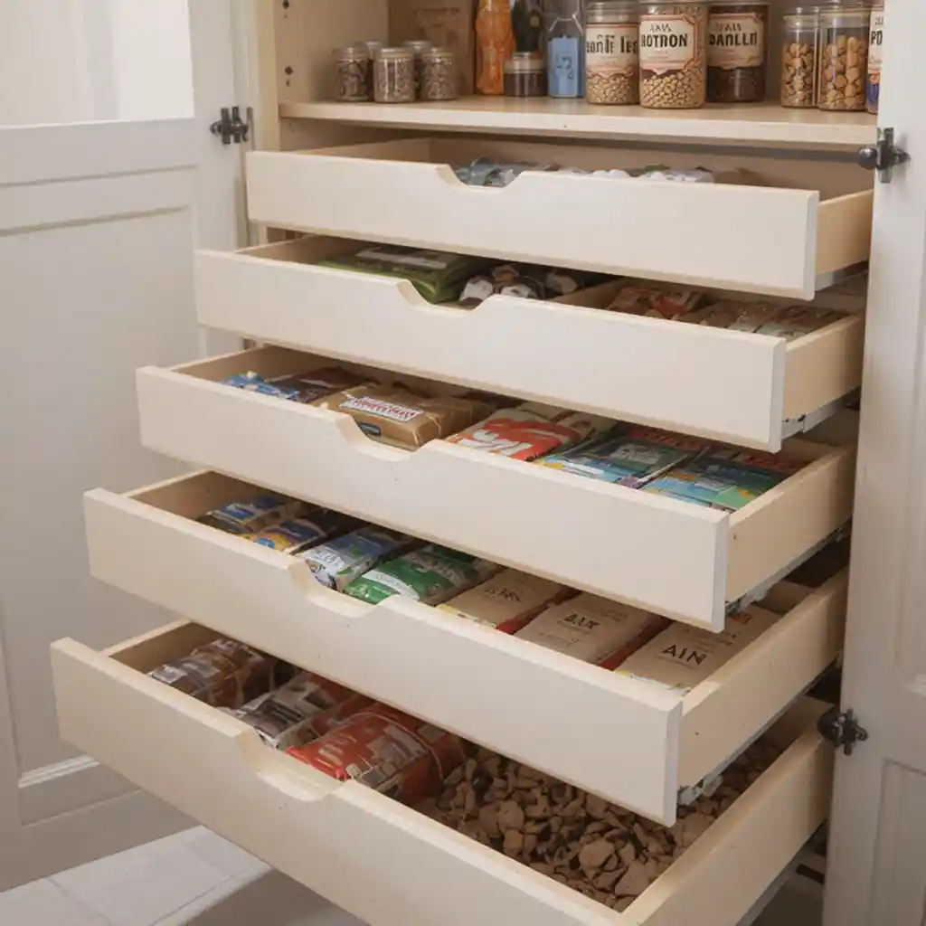 Pantry Cabinet with Integrated Drawers