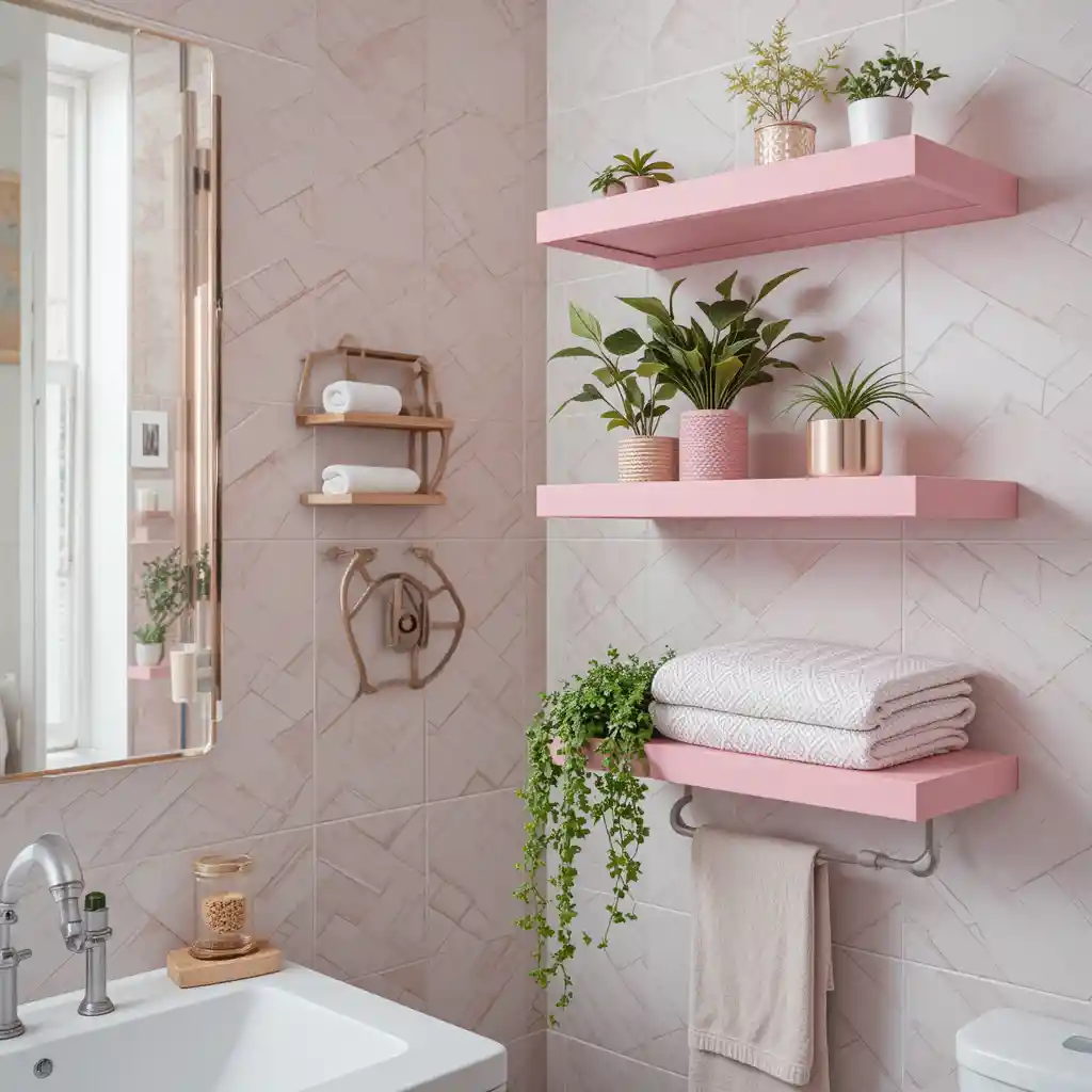 Pink Floating Shelves