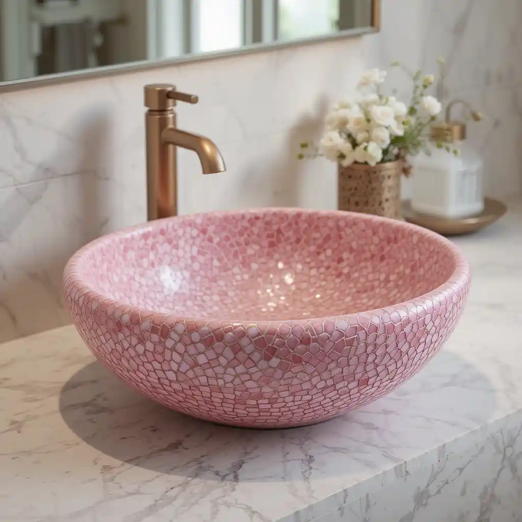 Pink Mosaic Sink Basin