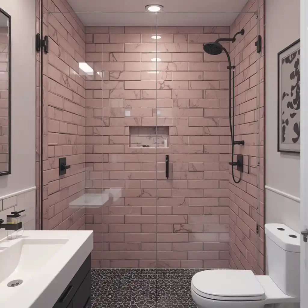 Pink Subway Tile Shower