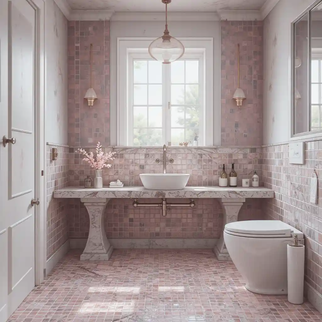 Pink and Gray Mosaic Tiles