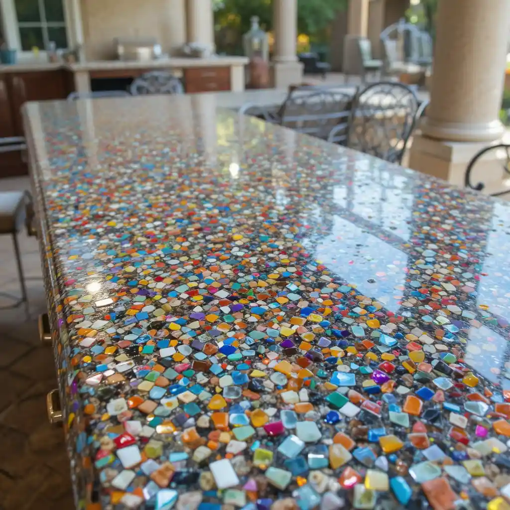 Poured Terrazzo with Glass Chips