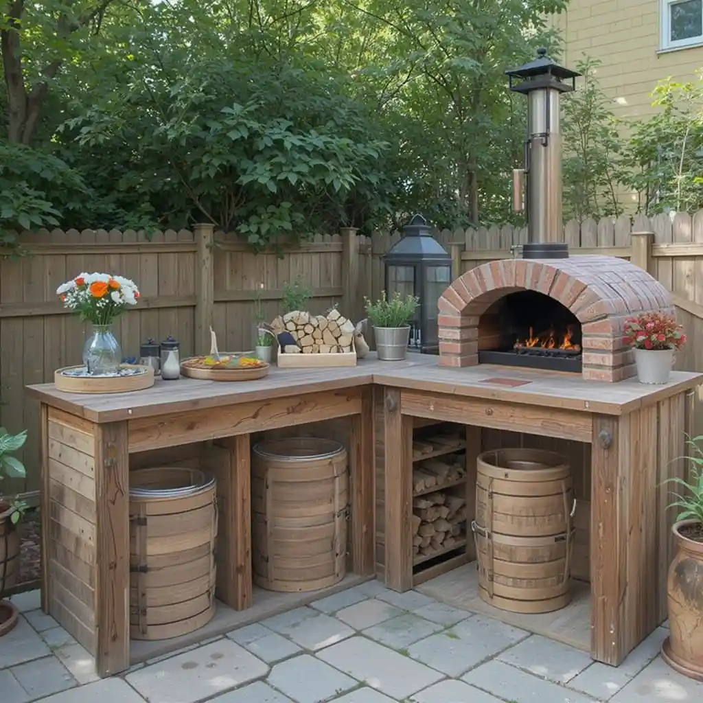 Reclaimed Wood Pizza Oven Station
