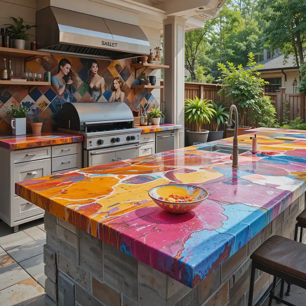 Resin-Coated Concrete with Bold Pigments