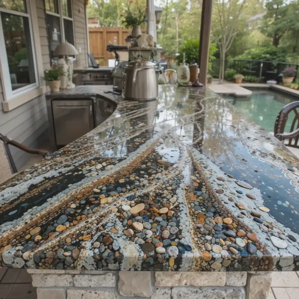 River Rock Embedded in Epoxy