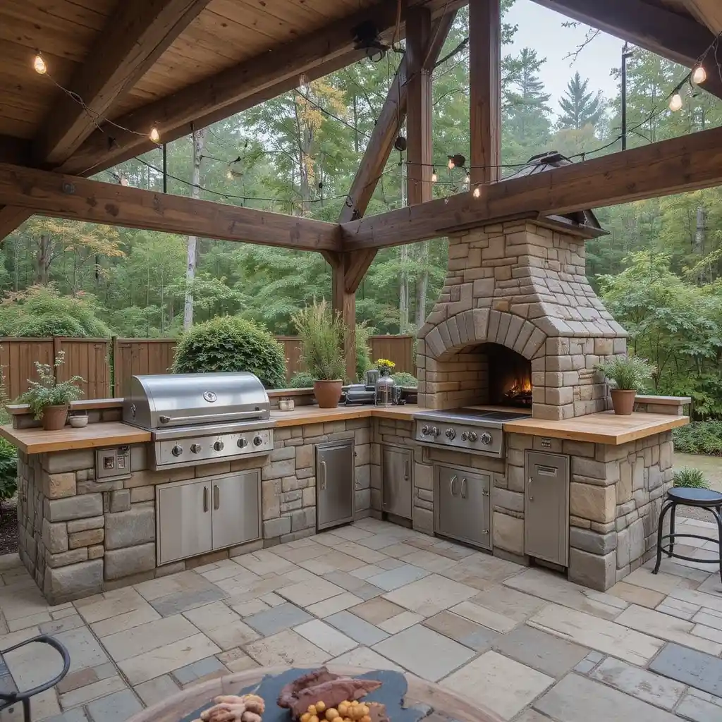 Rustic Stone Outdoor Kitchen