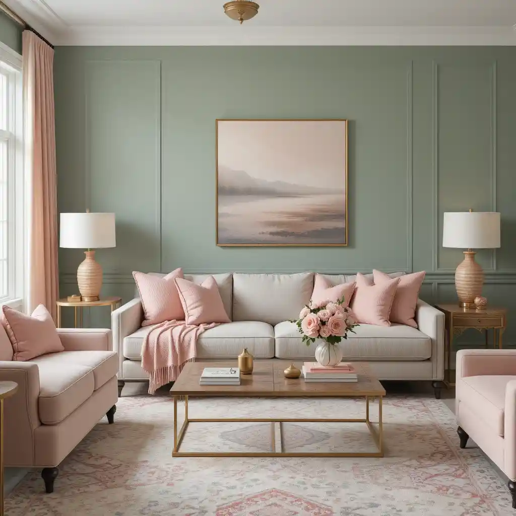 Sage Green Walls with Blush Pink Accents