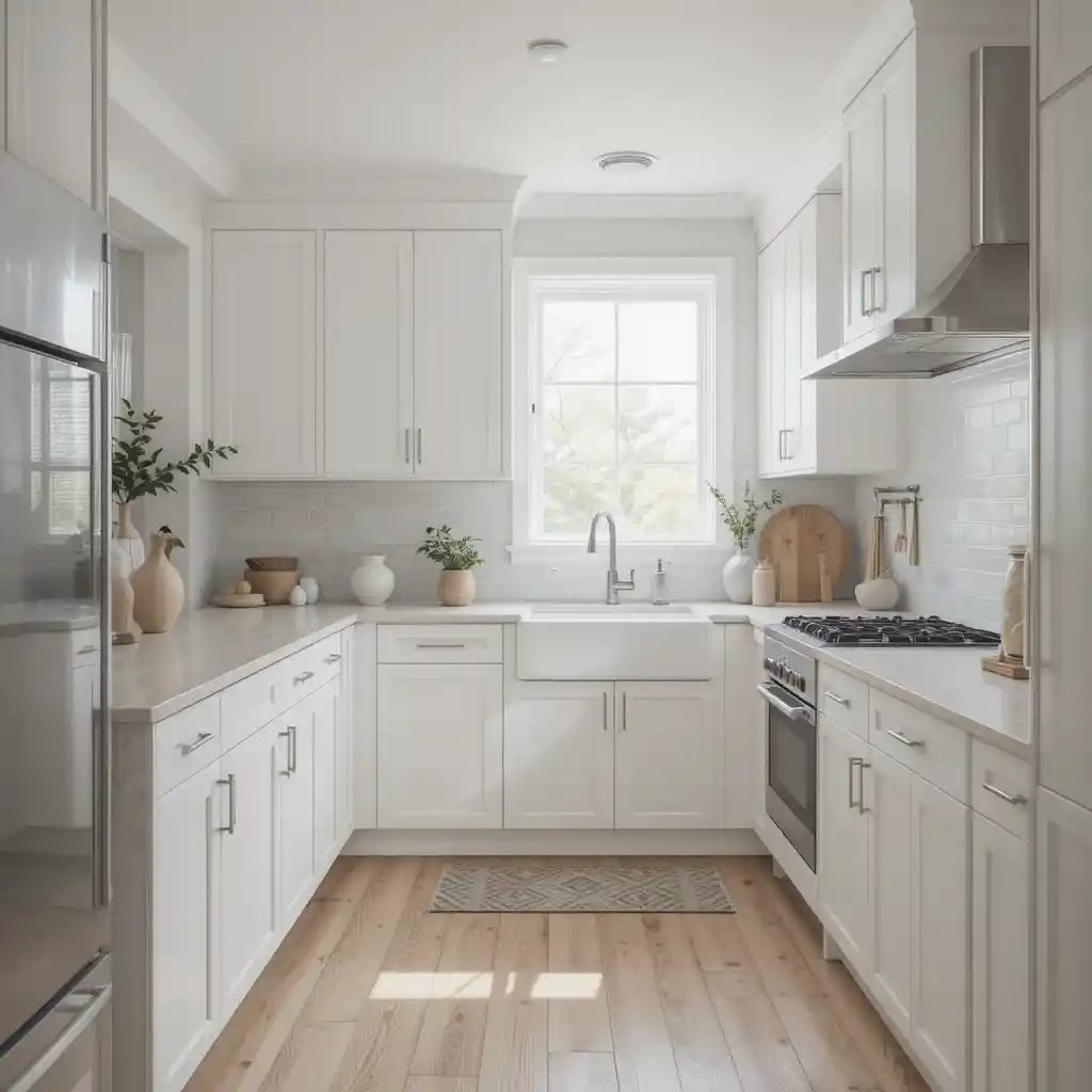 Scandinavian-Inspired White Cabinets