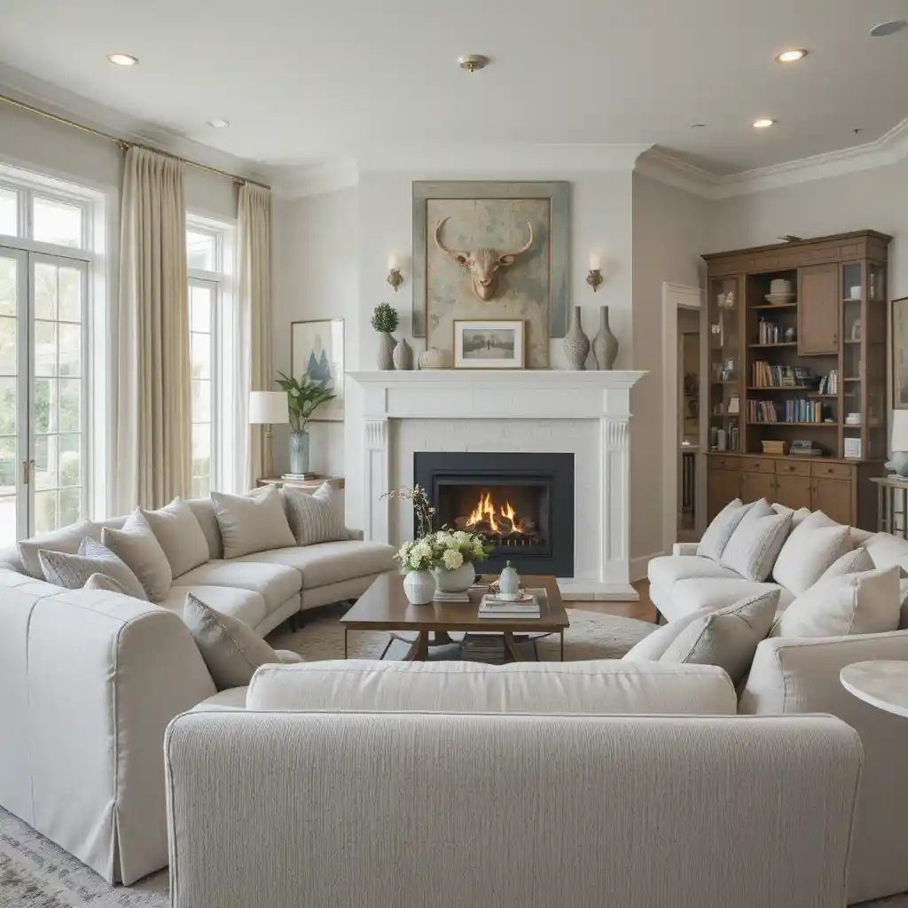 Sectional Sofa Wrapping Around Fireplace