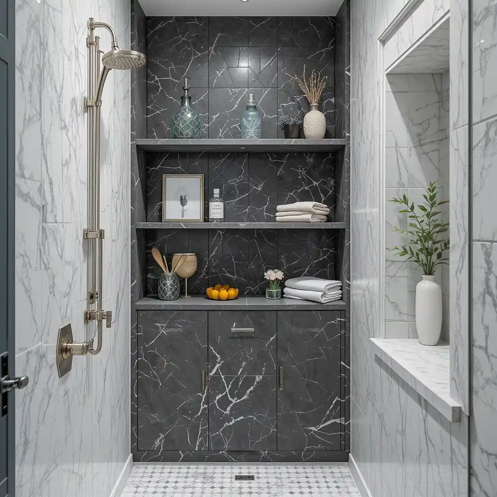 Shower with Built-in Shelving