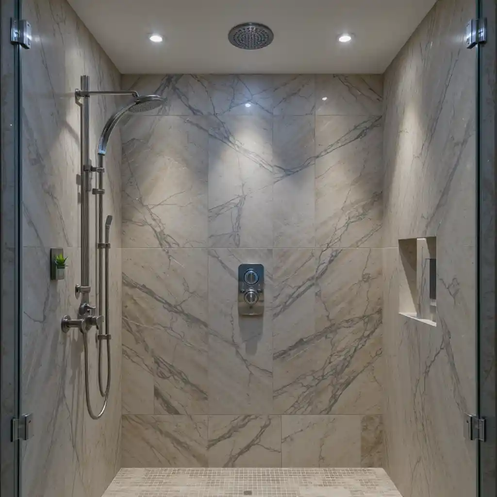 Shower with Recessed Lighting