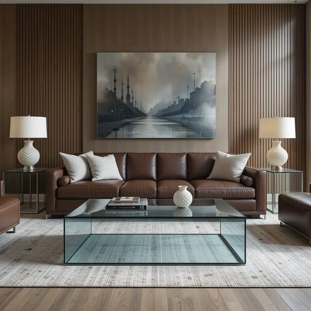Sleek Leather with Glass Tables