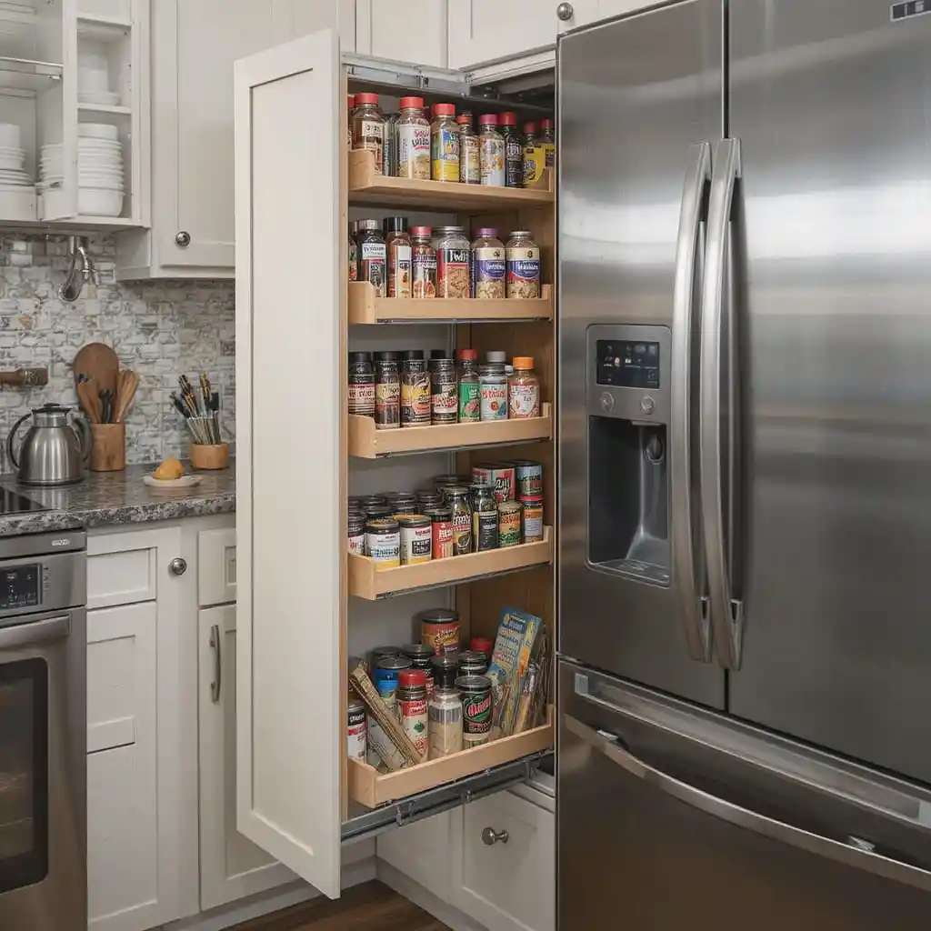 Slim Slide-Out Pantry Between Appliances