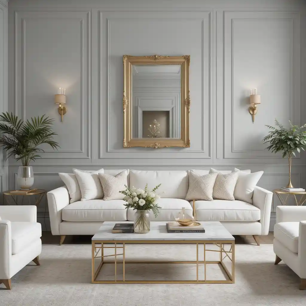 Soft Grey Walls with Gold Accents