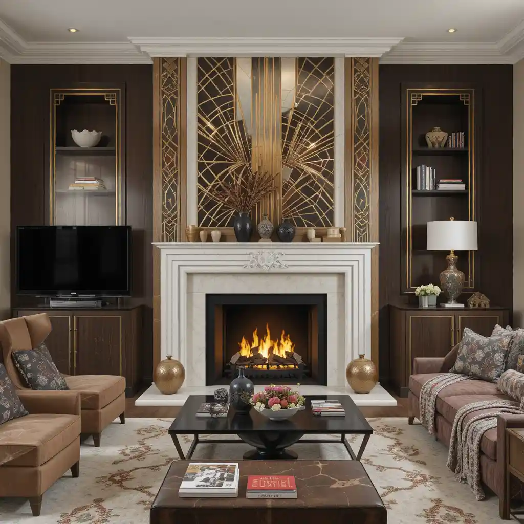 Statement Fireplace with Art Deco Influence
