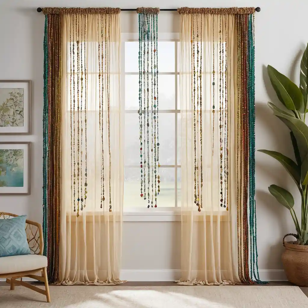 Strung Beaded Curtain Accents