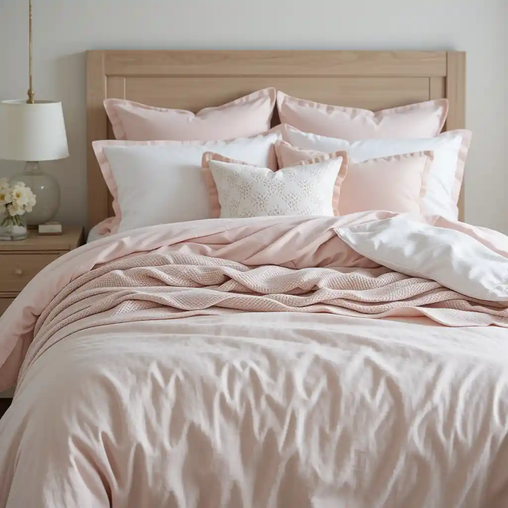 Subtle Blush and White Bedding Combo