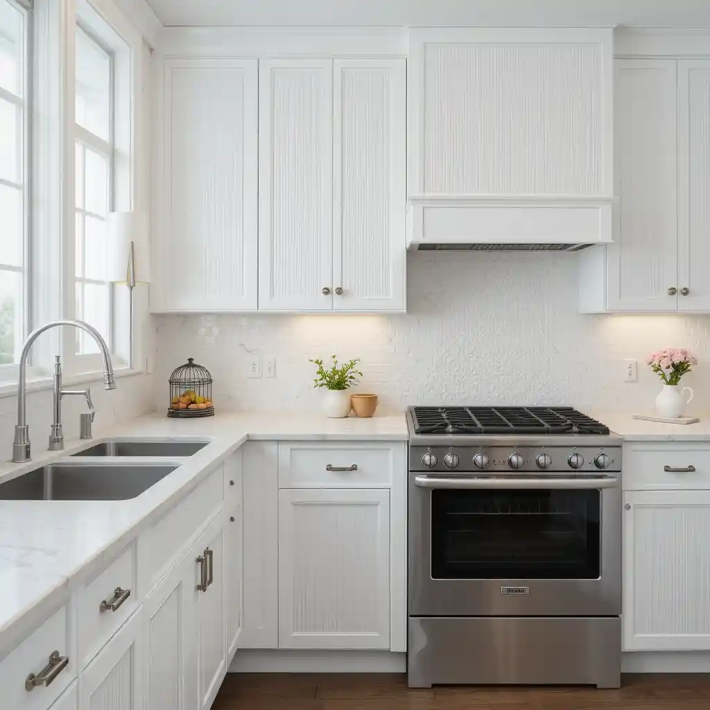 Textured White Cabinets