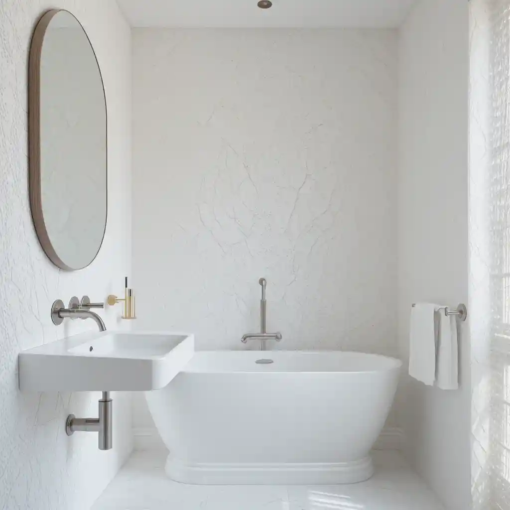 Textured White Walls with Smooth Fixtures