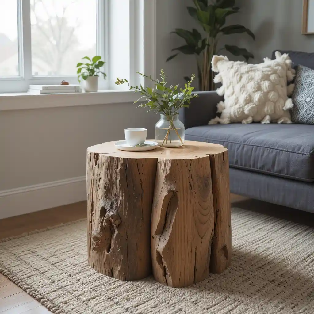 Tree Stump Table for an Organic Look