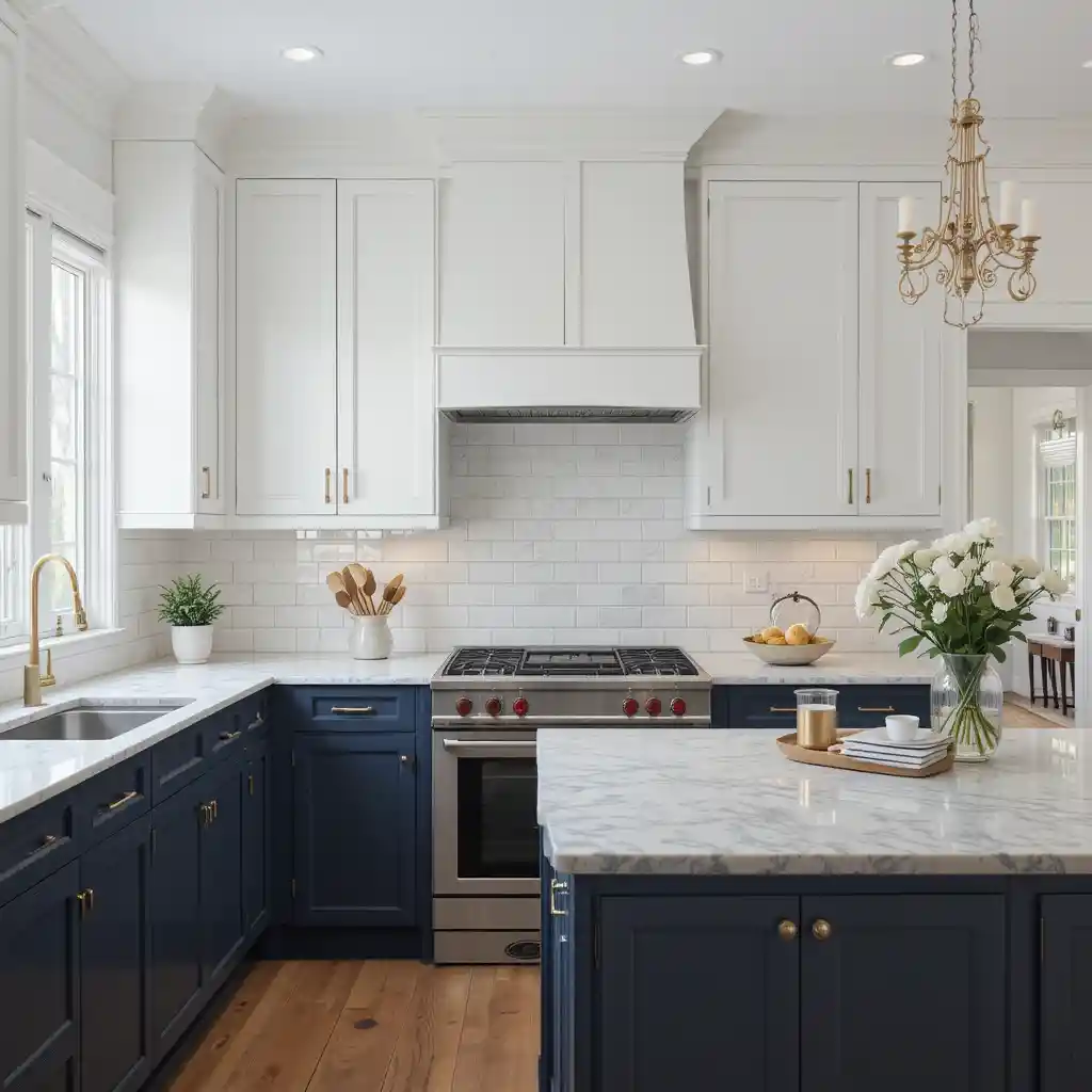Two-Tone Cabinets with White Uppers