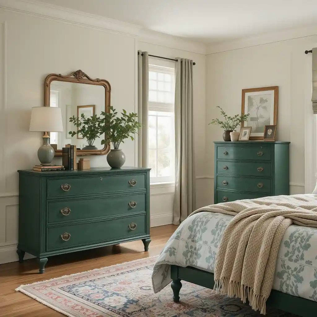 Vintage Forest Green Dressers