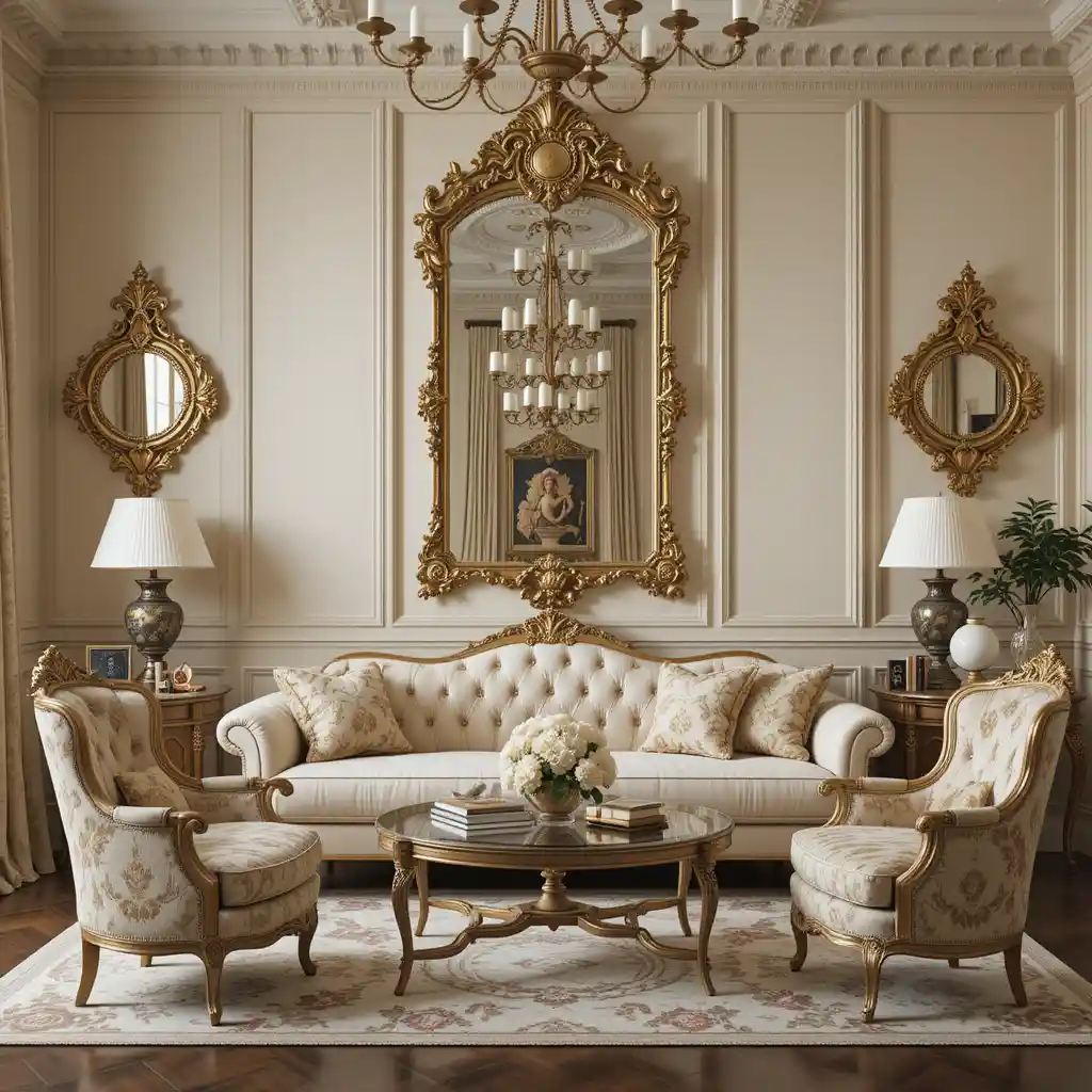 Vintage Parisian Charm with Ornate Mirror