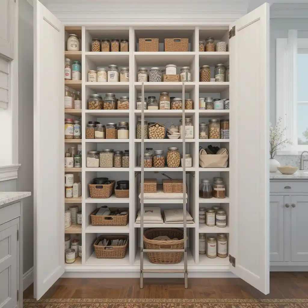 Walk-In Pantry Cabinet with Open Shelving