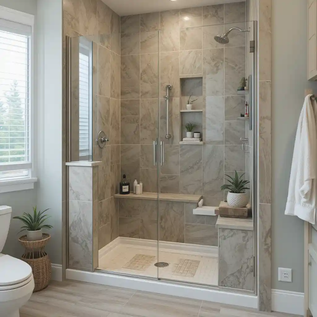 Walk-in Shower with Built-in Bench